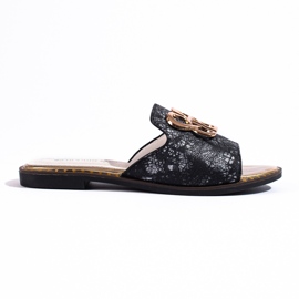 Ženske ružičaste japanke sa zlatnim ukrasima marke Shelovet crna