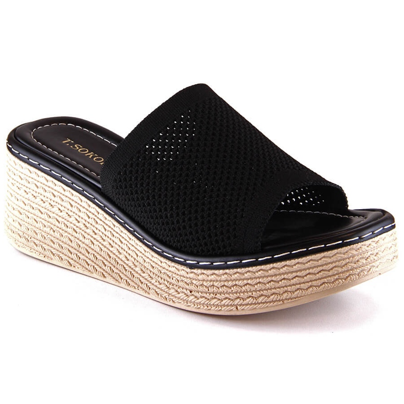 Ženske crne papuče na wedge T.Sokolski MU100 crno