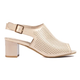 Ženske sandale s otvorenom petom od brušene kože Shelovet zlatne boje zlatni