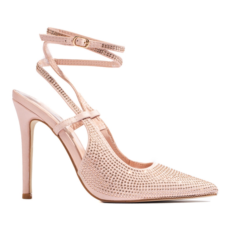 Bež cipele na visoku petu s kristalima iz Sheloveta