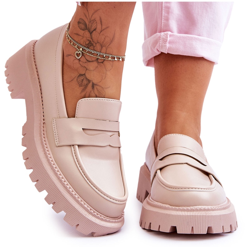 Riverside bež kožne natikače s platformom