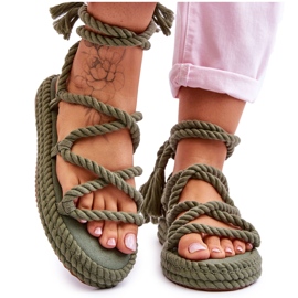 Vezane sandale na debelu platformu Zelene jedva čekaju zelena
