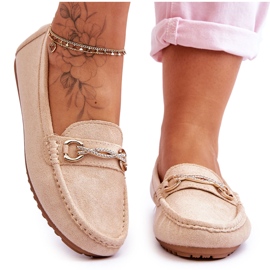 Klasične natikače od brušene kože s bež Amera ukrasima