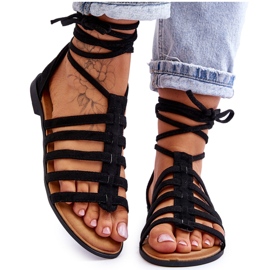 FC3 Ženske rimske sandale od brušene kože, crne semper crna