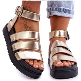 FM1 Sandale na masivnoj platformi Golden Lisbon zlatni