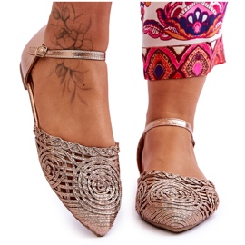 FM1 Elegantne ženske sandale ravne boje ružičastog zlata Sheia zlatni