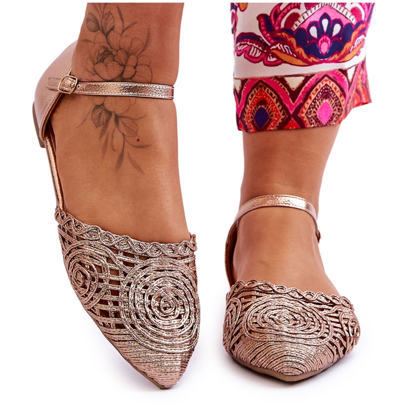 FM1 Elegantne ženske sandale ravne boje ružičastog zlata Sheia zlatna