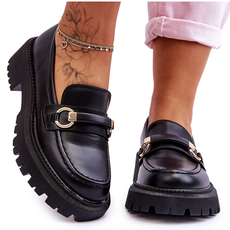 Ženske mokasine na masivnoj platformi Black Calypso crno