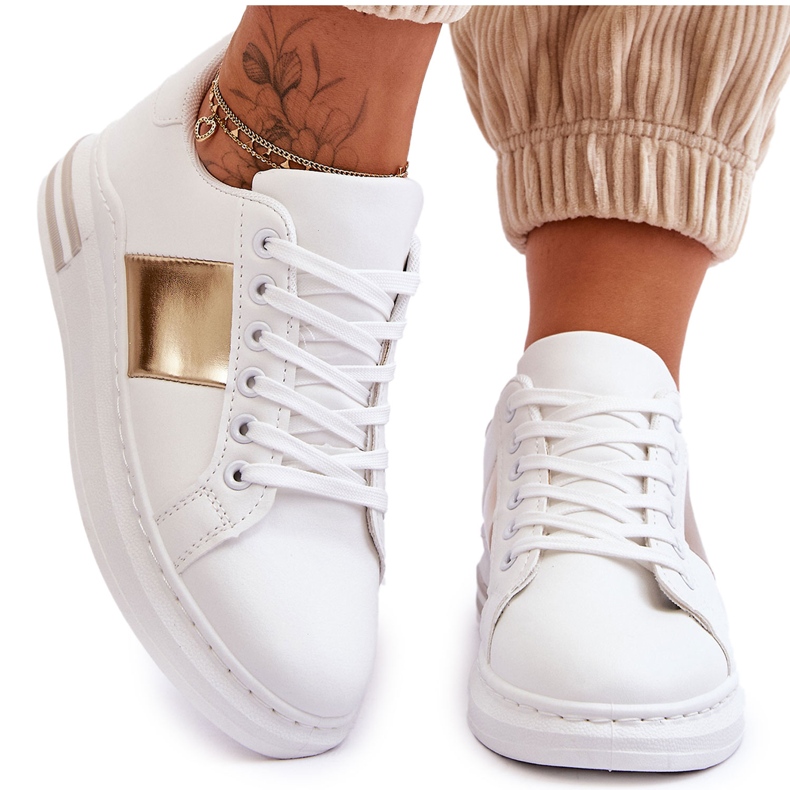 Klasične bijele i zlatne sportske cipele Follow Me bijela