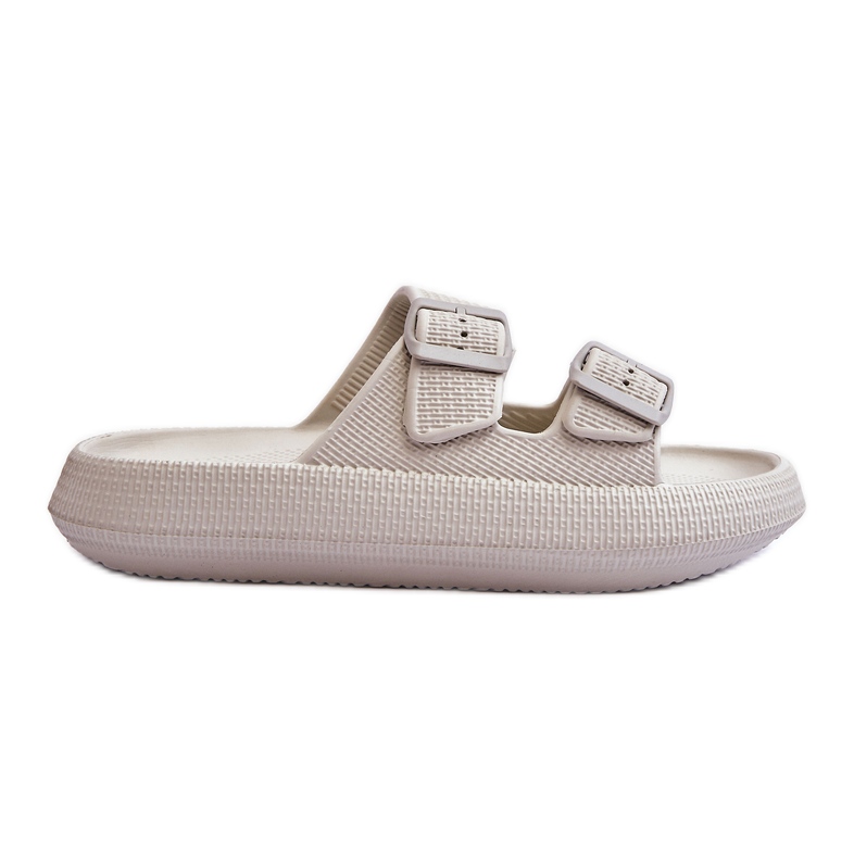 Ženske pjenaste papuče s prugama svijetlo sive šarmenke siva