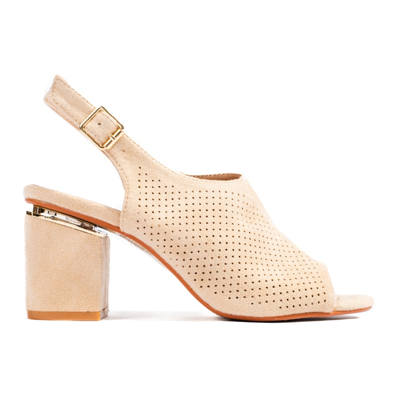 Vinceza Bež sandale s visokom petom od brušene kože iz Vinceze