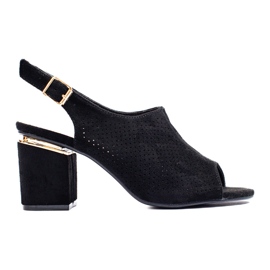 Vinceza Crne sandale s visokom petom od brušene kože iz Vinceze crna