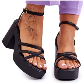 FS1 Moderne crne Shemira sandale s petom i remenčićima crna