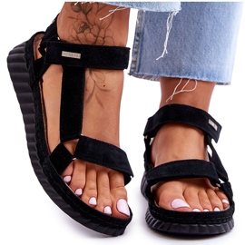 Sandale od brušene kože na čičak Big Star LL276011 crne crna