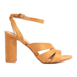 Shelovet smeđe blok sandale smeđa