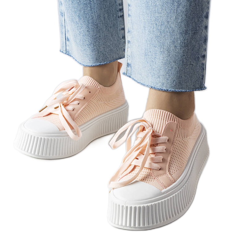 Ružičaste tenisice od tkanine na platformi Mallus ružičasta