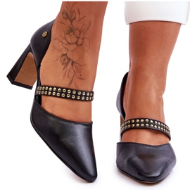 Kožne cipele s remenom Maciejka 05950-01 crne crna