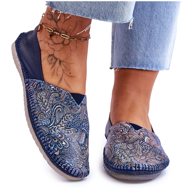 Ženske kožne balerinke Maciejka 01930-103 tamnoplave plava