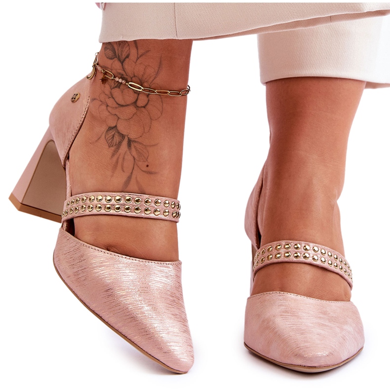 Kožne cipele s remenom Maciejka 05950-33 Pink ružičasta