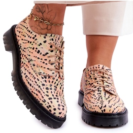 Ženske Oxford kožne cipele Maciejka 04087-18 Narančasto-crna narančasta