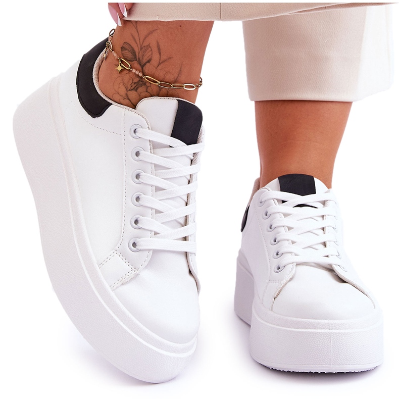 Sportske cipele na masivnoj platformi bijeli i crni Boneti bijela