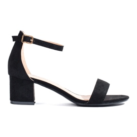 Crne sandale s niskom petom od brušene kože iz Sheloveta crna