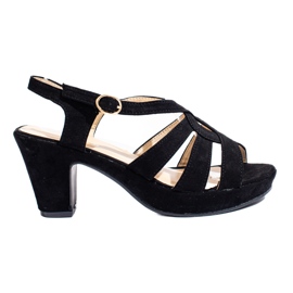 Ženske crne sandale od brušene kože na petu iz Sheloveta crna