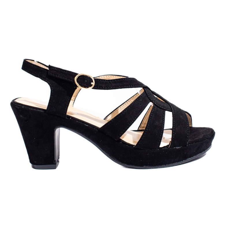 Ženske crne sandale od brušene kože na petu iz Sheloveta crno