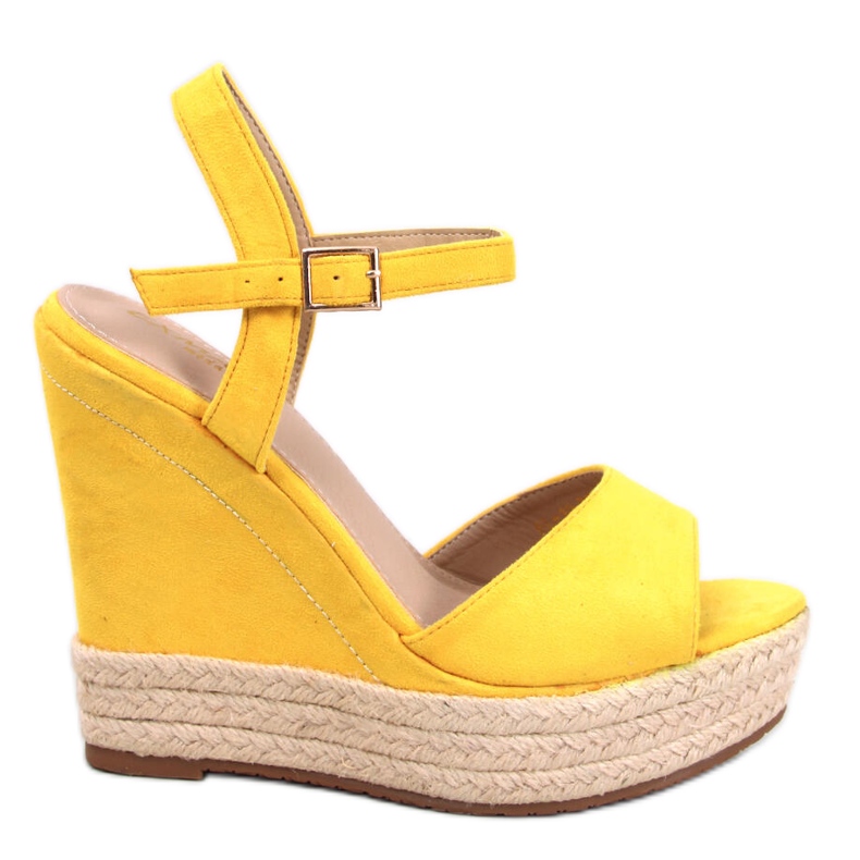 BM Winans žute sandale na klin s espadrilama žuta boja