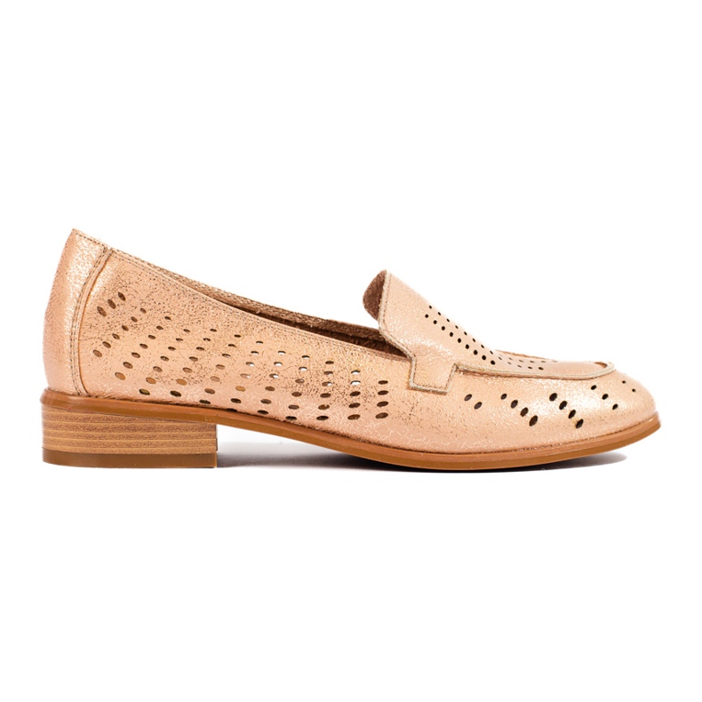 SHELOVET Ženske zlatne ažur cipele Potocki bež