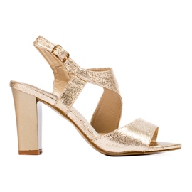 Shelovet zlatne sandale na petu zlatni
