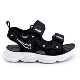 Tobias Boys sandale na čičak crno-bijele crna