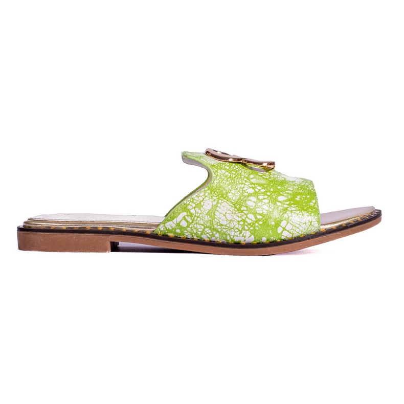 Ženske zelene papuče sa zlatnim ukrasima marke Shelovet zelena