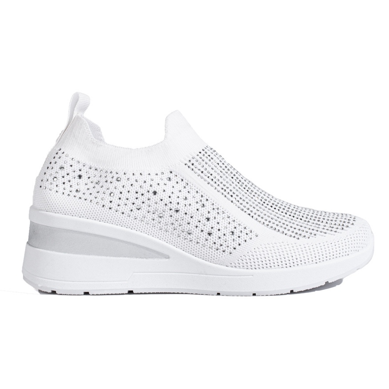 Shelovet Bijele tekstilne tenisice na wedges bijela