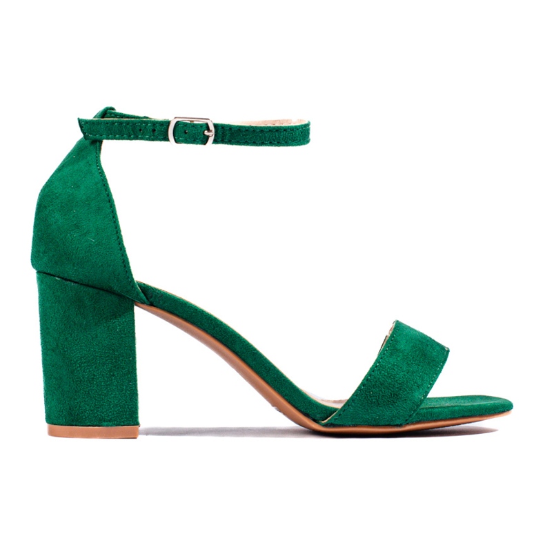 Zelene blok sandale od brušene kože iz Sheloveta zelena