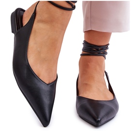 WS1 Ženske balerinke na vezanje, crne Turriso crna