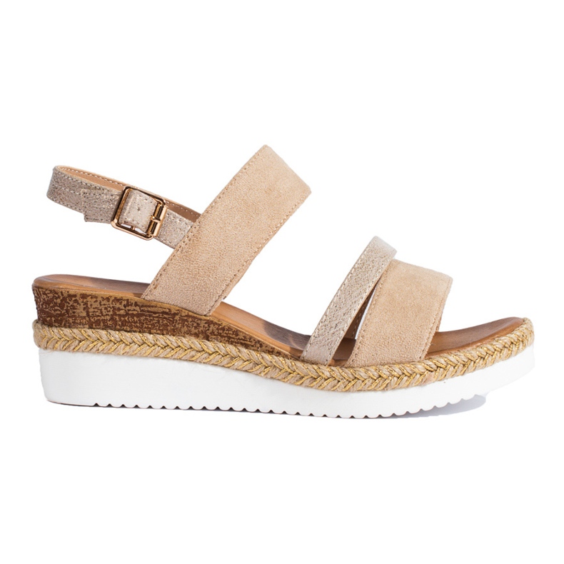 Ženske bež sandale na klin Shelovet