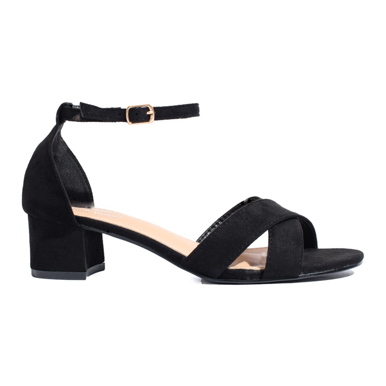 Crne sandale s niskom petom od brušene kože iz Sheloveta crno