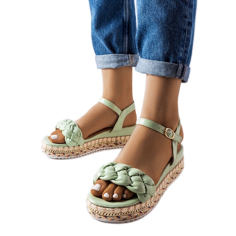 Inna Katrin zelene sandale s platformom zelena