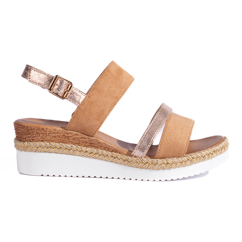 Ženske smeđe sandale na klin Shelovet smeđa