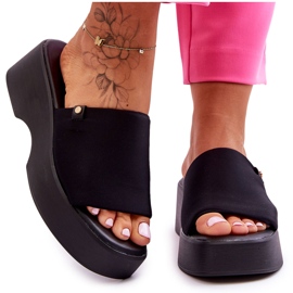 Ženske papuče s platformom Black Carmela crno