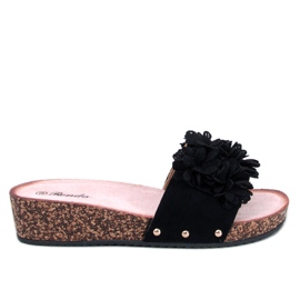 Sandale na klin s cvjetovima marke Galia Black crna