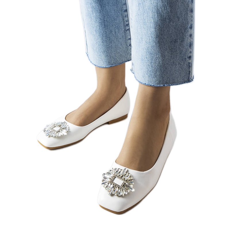 Bijele balerinke s brošem Miren bijela