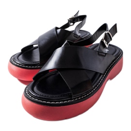 Crne sandale na roza platformu iz Rozane crna