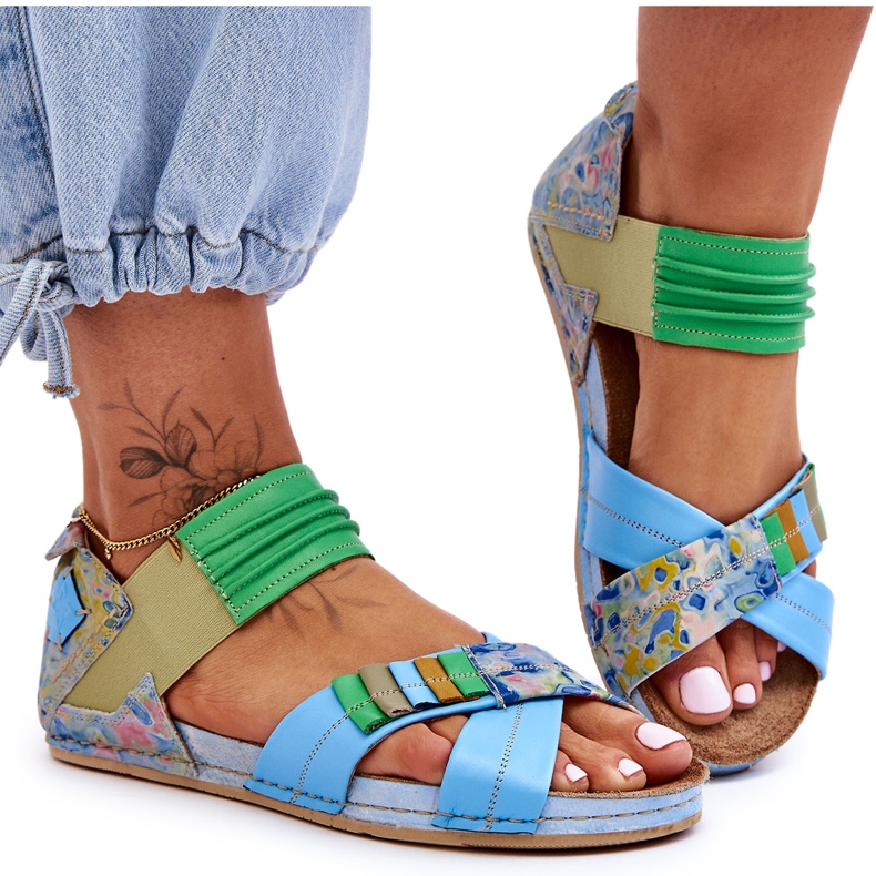 Kožne sandale s rubom Maciejka 03375-34 Plava