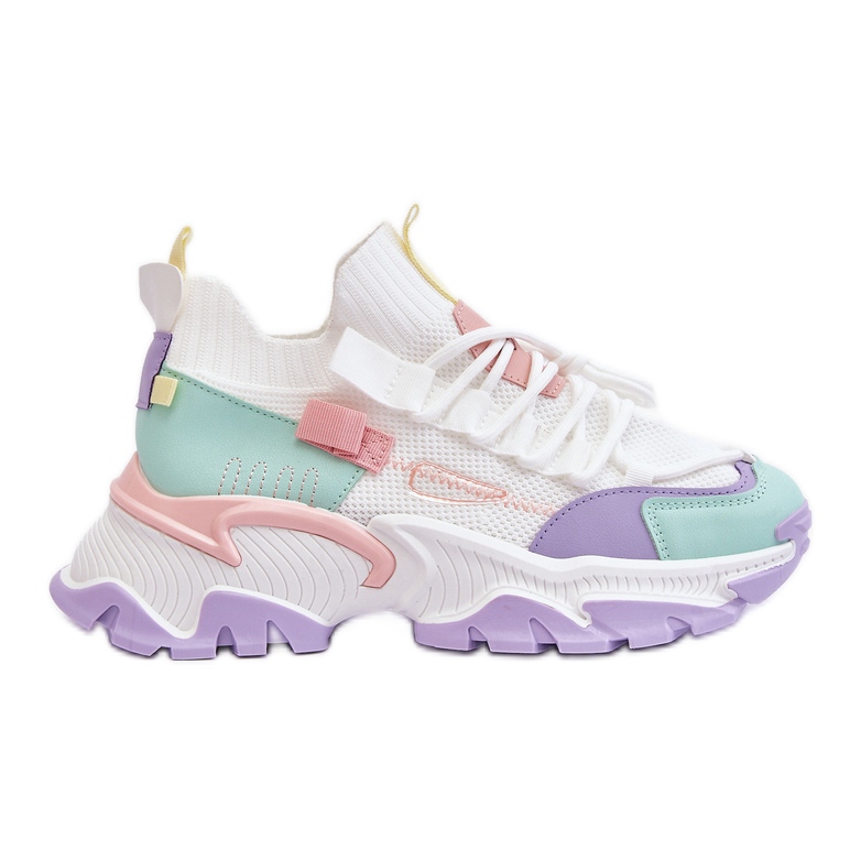 PS1 Ženske natikače s čarapama Bijelo/ljubičasti Keaton bijela