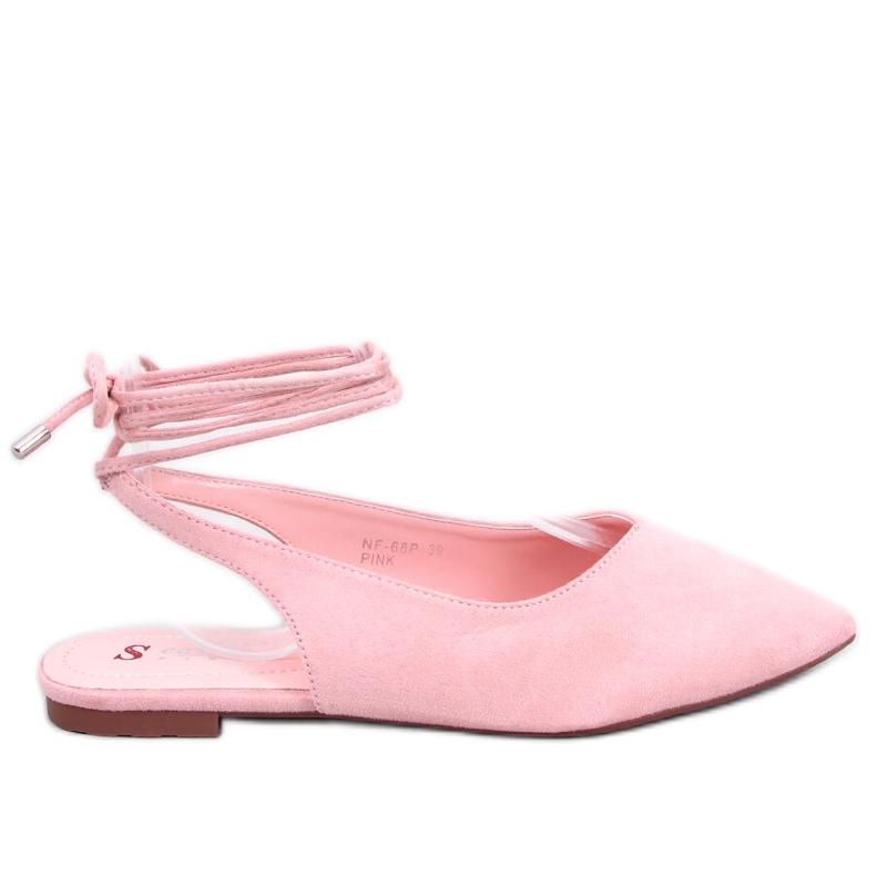 Pirson Ružičaste balerinke s otvorenom petom na vezanje ružičasta