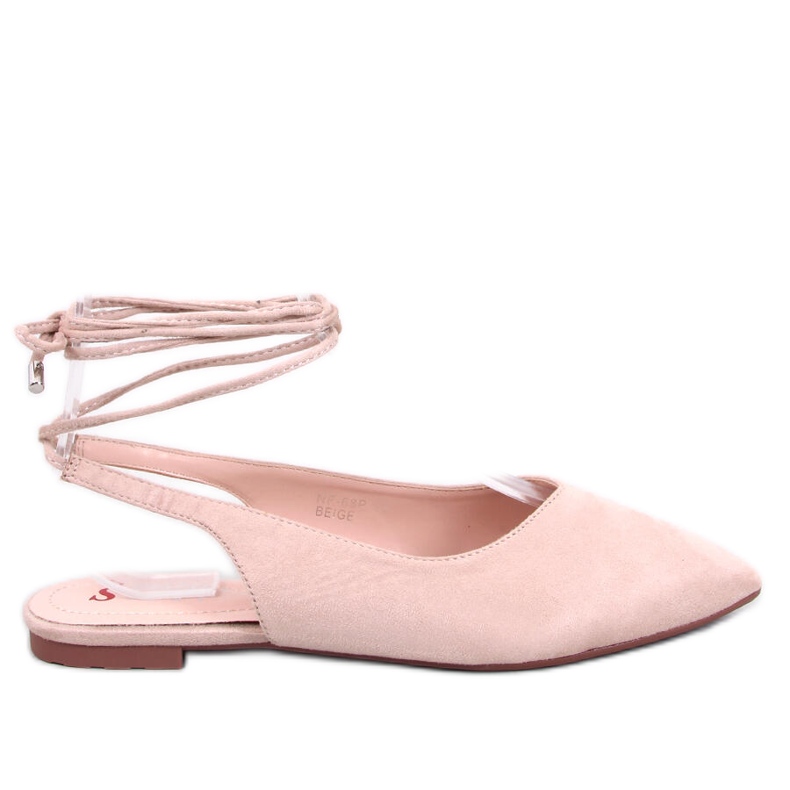 Pirson Beige balerinke na vezanje i otvorene pete bež