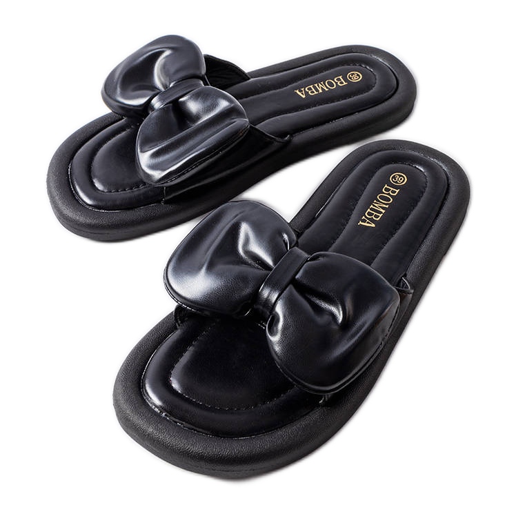 Crne papuče s mašnom od Lende crno