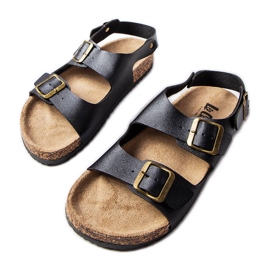 Crne plutene sandale s kopčama Lee Cooper LCW-22-35-1163L crna